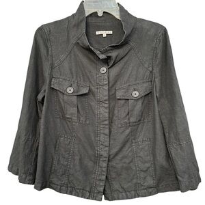 Kookai Gray Linen Utility Jacket 42 (M)